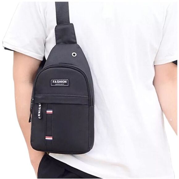 NEW Black Crossbody Chest Shoulder Sling Bag - Picture 2 of 11